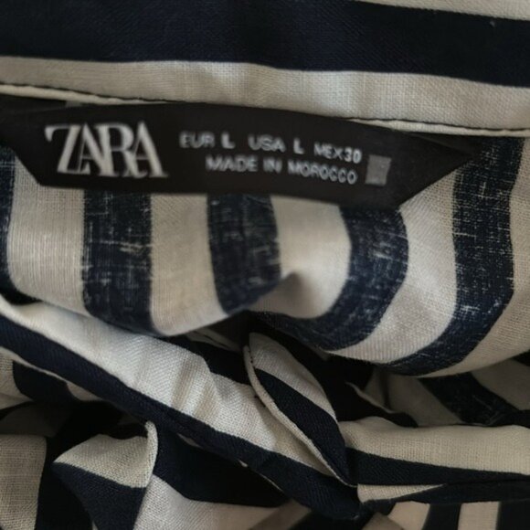 Zara Navy/White Striped Midi,Maxi. So pretty and fun. Stripe down the side! Nwt - Picture 3 of 3